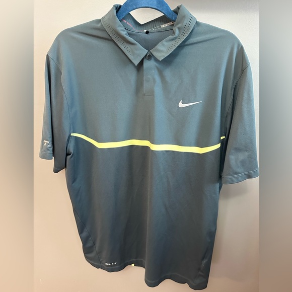 NIKE TIGER WOODS | Men’s Large DriFit Dark Grey Polo Golf Shirt - Picture 1 of 7